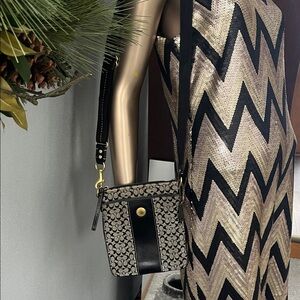 Coach Black and Cream Patterned Crossbody Bag